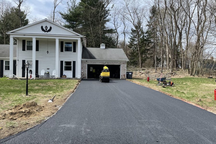 In-progress driveway paving