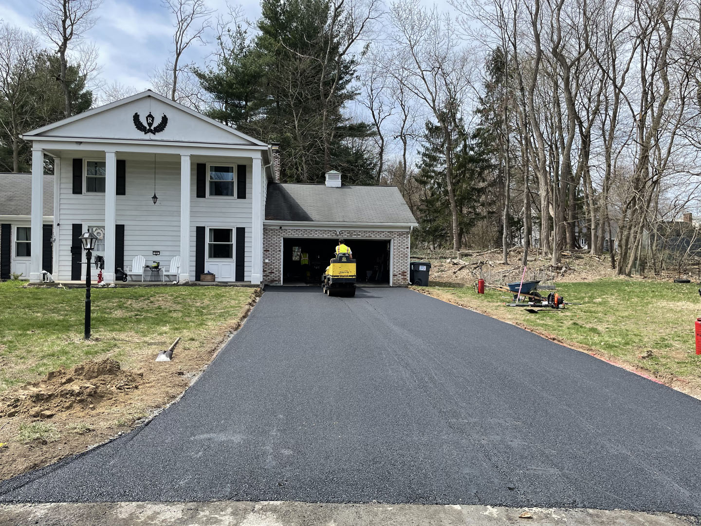 In-progress driveway paving