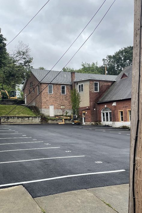 Newly paved parking lot