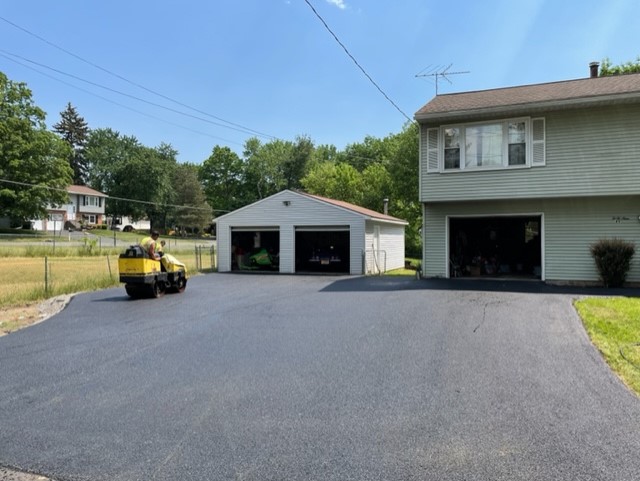 Newly paved residential driveway