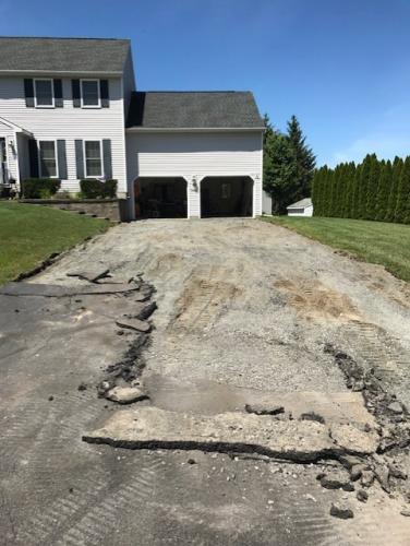 In-progress driveway replacement by Christopher's Paving